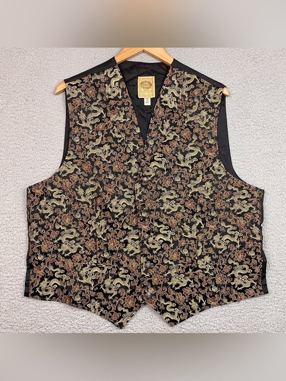 Wah Maker Vest Men's Size XL Dragon Floral Western Cowboy Paisley Frontier
